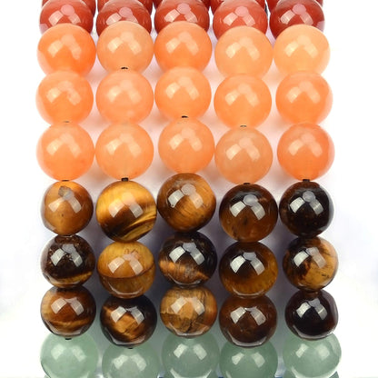 MASSIVE BEADS Handmade Gemstone 6mm Round Beads Adjustable Braided Macrame Tassels Chakra Reiki Bracelets (7-Chakra Stones, 6mm)