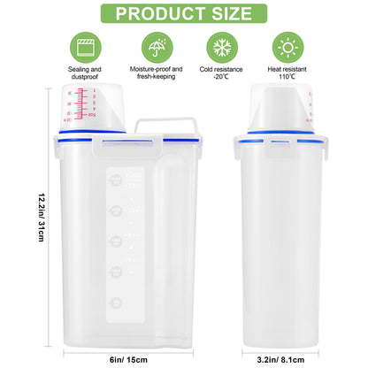 HNNJCK 4 Pcs Set Rice Storage Container 5.5lb, Rice Dispenser with Measuring Cup & Pour Spout for Flour Pasta Grain Pet Dog Cat Bird Food Storage Container