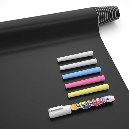 Nicpro Chalkboard Contact Paper Roll, 17.7" X 78.7" (6.5 Feet) Self Adhesive Blackboard Wallpaper, Chalk Paper Classroom Decor Sticker with 1 Marker & 5 Chalk for Home Office School Teacher Suppliers