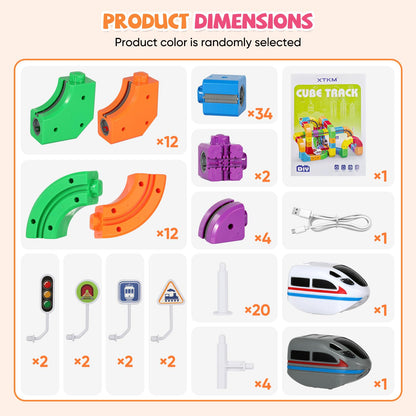 Electric Train Set for Kids Flexible Race Track Toy DIY 3D Embedded Layouts & Motorized Car 3-8 Year Old Boys Girls Toys STEM Learning Gift (123Pcs,2 Car)