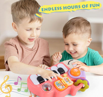 Baby Musical Piano Toys for Toddler age1-3, Busy Board with Music & Light, Birthday Toy for Infant Toddler 1-3 Years and Older Boy Girl Gifts (Pink-Hedgehog)