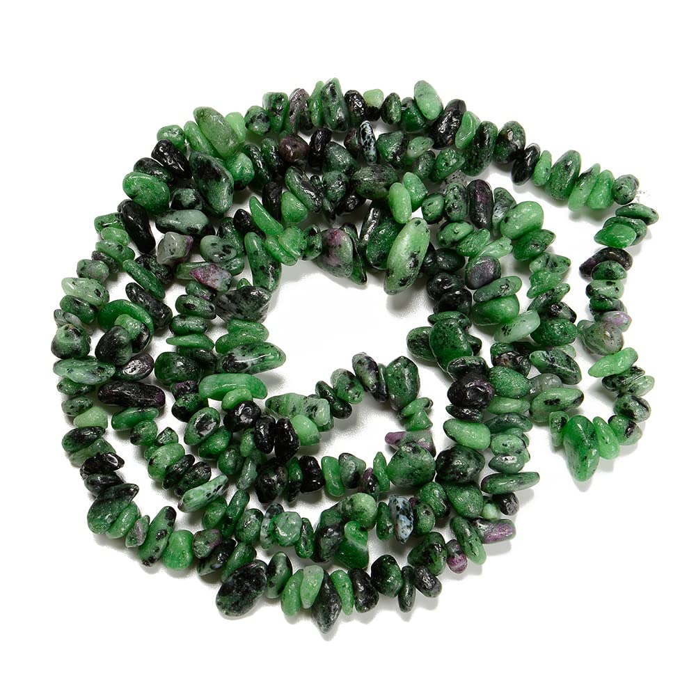 jodaying 7-8mm Natural Ruby Zoisite Gemstone Chips Healing Gravel Bracelets Necklace Kit Irregular Tumble Stone Beads DIY Crafts Design Jewelry Making 32"