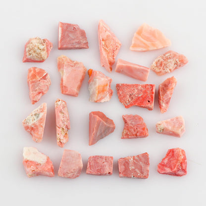 CRYSTALINES 5pcs Wholesale Natural Raw Pink Opal Gemstone, Untreated Rough Stones, DIY Jewelry Making, Bulk Loose Supplies, Chakra Healing Crystals, October Birthstone, Gem Collection