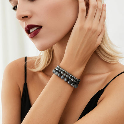 Bolinailo Crystal Beaded Bracelets for Women 4mm Labradorite Bead Handmade Gemstone Stretch Elastic Bracelet Natural Stone Crystal Healing Reiki Spiritual Jewelry Gifts