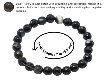 Amazing Gemstone Black Hakik Bracelet for Women - Chakra Mens Bracelet Protection Crystals and Healing Stones - Faceted Beaded Blessing Bracelet Spiritual Meditation Gift Christmas Stocking Stuffers