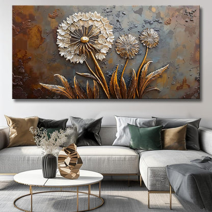 Large White Flower Wall Art with Taupe Background Elegant Flower Framed Floral Canvas Print for Living Room, Bedroom, Dining Room, Home Office Modern Ready to Hang Home Decor - 30"x60"