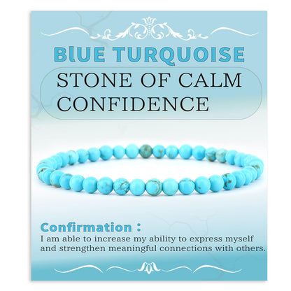 Bymitel 4mm Blue Turquoise - Handmade Reiki Gemstone Stretch Bracelet, Natural Beauty & Spiritual Essence, Crystal Healing for Unisex Adults