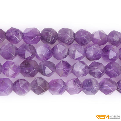 GEM-Inside Natural 8mm Amethyst Gemstone Loose Beads Light Purple Square Faceted Agate Beads Cambay Crystal Energy Stone Power for Jewelry Making 15"