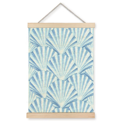 CIOJUNE Seashell Wall Decor, Trendy Preppy Blue Seashell Wall Art Poster Hanger Frame, Preppy Beach Room Decor, Coastal Beachy Canvas Prints Wall Art for Home Living Room Dorm Decor, 12x16 Inch