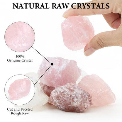 QINJIEJIE 2PCS Rose Quartz Raw Crystals 1.8-2.2'' Raw Crystals Healing Stones Bulk Large Crystal Rocks Stones for Tumbling Cabbing Fountain Rocks Polishing Handmade DIY Valentine's Day Gifts