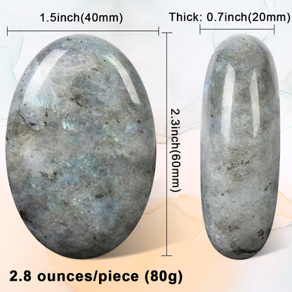 CASMON White Moonstone Oval Palm Stones, Pocket Worry Stone for Anxiety Stress Relief Therapy, Natural Polished Energy Stone Healing Crystal (1PC)