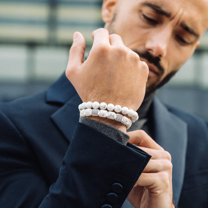 GT collection Flat Bead Bracelet, Gemstone Adjustable Bracelets for Men - Beaded Energy Bracelet for Relaxation and Peace, Handcrafted Men's Jewelry Gifts for Men