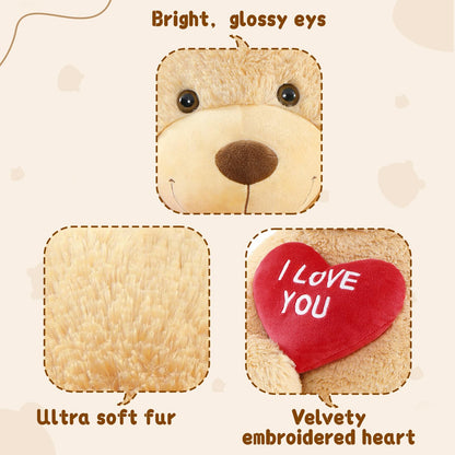 MaoGoLan Big Teddy Bear Stuffed Animal, Soft and Cuddly Giant Teddy Bear Plush with I Love You Red Heart,Valentines Gift for Kids,Girlfriend,Boyfriend,Lover,36 inches