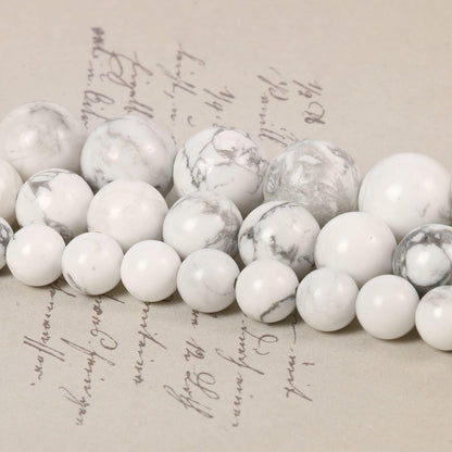 About 60pcs 6mm Natural Stone Beads White Howlite Beads Crystal Gemstone for Jewelry Making, DIY Bracelet Necklace