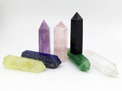 Healing Crystal Wands Point Faceted Prism Bars for Reiki Chakra Meditation Therapy Deco (Set of 7 Wands)