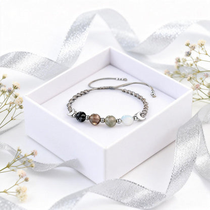 TACBSP Moon Phase Bracelet for Women Meditation Relaxation Crystal Bracelet Natural Moonstone Beaded Bracelets Crystal Healing Bracelet Friendship Jewelry Gift (A.)