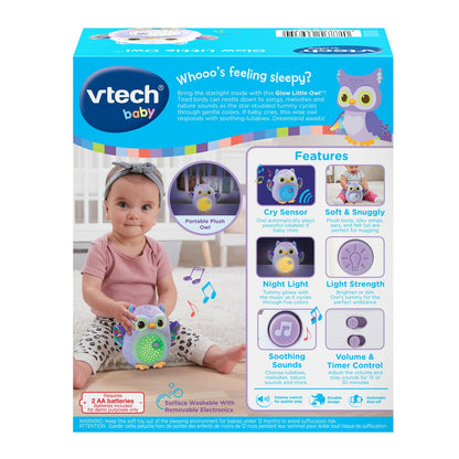 VTech Baby Glow Little Owl Sleep Soother with Cry Sensor, Music and Nature Sounds, Purple