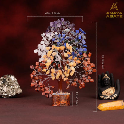 ANAYA AGATE 7 Chakra Healing Crystal Tree of Life Kit, Bracelet, Pendant, Necklace, Feng Shui Money Bonsai Tree, Positive Energy for Women, Mom, Sister and Housewarming Decoration