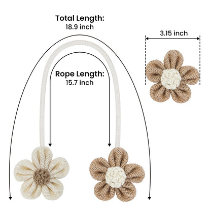 KLOGTSIND Flower Curtain Tiebacks, 2 Pack Boho Curtain Ties Elegant DIY Curtain Holdbacks, Decorative Window Drape Twist Tie Backs for Bedroom Decor, Nursery Decor, Farmhouse Decor