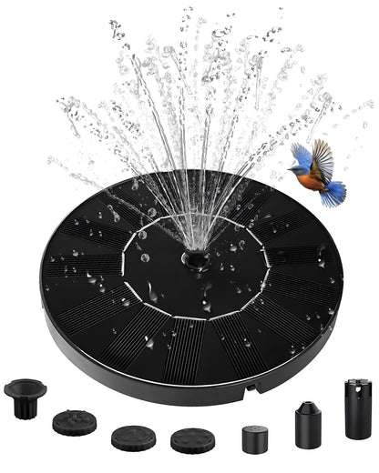 Solar Water Fountain for Bird Bath, 2026 Upgraded Solar Powered Fountain Pump with 6 Nozzle for Outdoor Garden, Pond, Pool, Birdbath