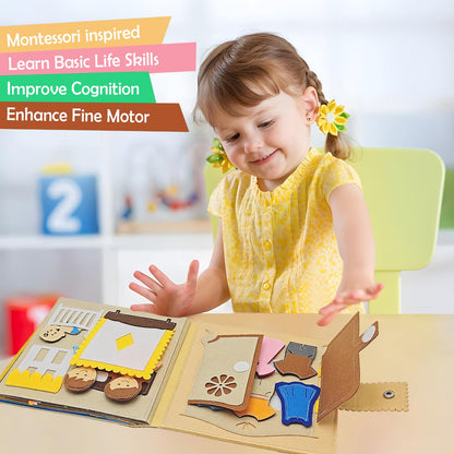 Sendhjurf Montessori Busy Book for Toddlers 3-5 Baby Family Quiet Book Activity Learning Travel Toys for Toddlers Ages 3-5-7 Girls Gift