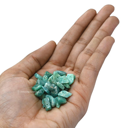 Amazonite Pre Drilled Natural Crystals Crushed Chips Beads for Jewelry Making, DIY Handmade Healing Crystals (25 Inch Strand)