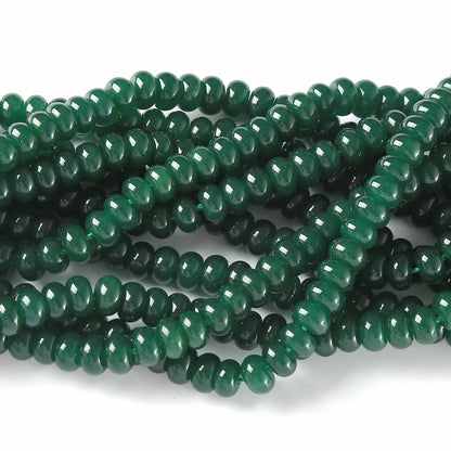 76pcs 5x8mm Natural Dark Green Jade Stone Rondelle Spacer Loose Beads Abacus Disk Stone Round Loose Gemstone Beads for Jewelry Making DIY Bracelet Necklace