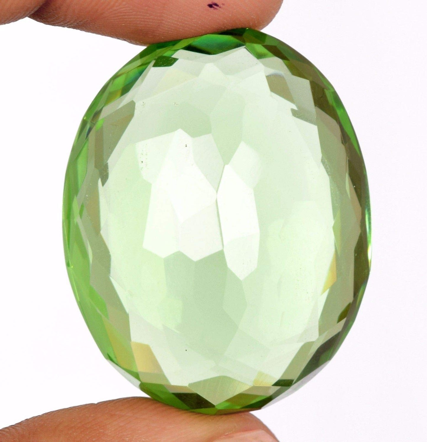 REAL-GEMS Natural Green Amethyst Loose Gemstone Oval Cut 50.30 Ct Translucent Stone for Jewelry Making and Collectors
