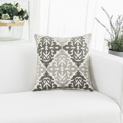 HWY 50 Gray Grey Decorative Throw Pillow Covers 18x18 Inch, Pack of 2 Embroidered Cotton Farmhouse Cushion Cover Pillow Case for Sofa Couch Living Room Bed Bedroon, Accent Geometric