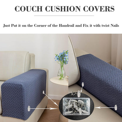 Disayu 2Pcs Couch Arm Covers, Armrest Cover for Sofa, Sofa Arms Covers Washable Arms with Twist Pins Soft,Skin-Friendly for Pets (Texture Gray, Armrest Cover)