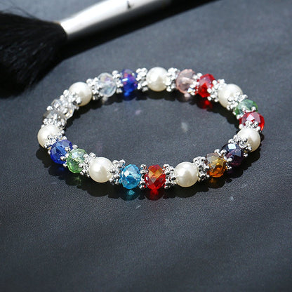 Pearl Bracelets for Women,Freshwater Pearls Crystal Bracelet Boho Bracelets Bead Bracelet Gifts (Blue #1)