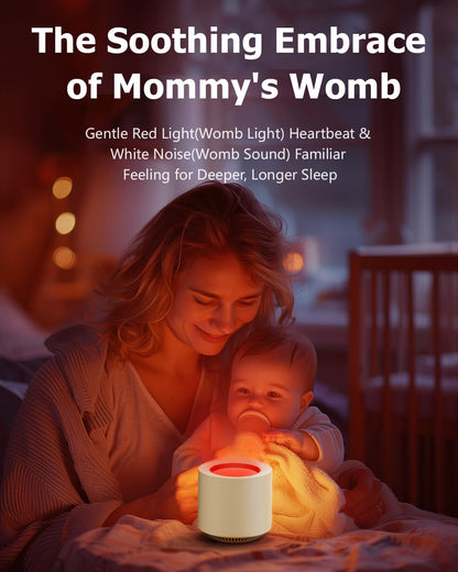 PureNurt White Noise Sound Machine: Red Light Therapy Sleep Sound Machine with 38 Soothing Sounds & Calming Womb Soother, Memory Function, Dimmable Nursery Night Light with Timer for Baby Adult Gift