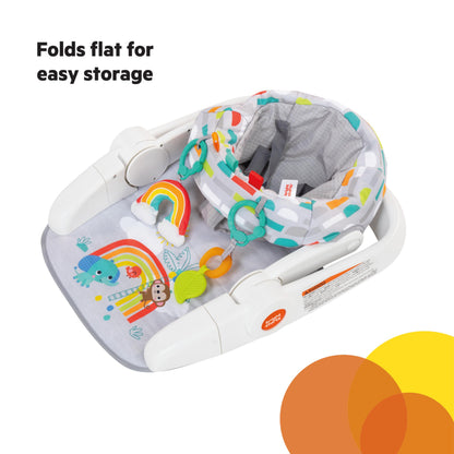 Bright Starts Learn-to-Sit Baby Floor Seat, 2-Positions Grow with Infant, Portable Baby Chair, Includes Sensory Toys, Unisex, 4-12 Months, Playful Paradise