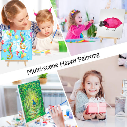 10 Set Canvas Painting Kit, 8 x 10In Canvas Boards with Easels, 12 Color Acrylic Paints, Brushes, Palettes, Art Supplies for Beginners – Paint and Sip Kit for Adults, Couples Painting Kit Date Night