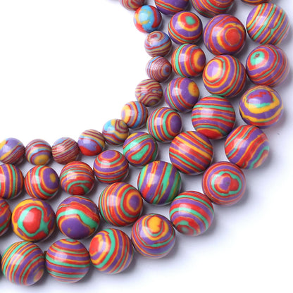 180pcs 4MM Natural Stone Painted Purple Peacock Turquoise Beads for Jewelry Making Stone Round Loose Beads DIY Bracelet Necklace 2 Strands 32"