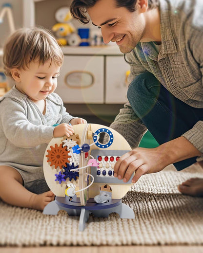 RRIBOUDWAN Ocean Wooden Activity Cube Montessori Toys for 1 Year Old Boy & Girl Birthday Gifts