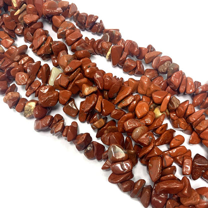 31 inches Chip Stone Loose Gemstones Beads Drilled Strand for Jewelry Making (Flame Jasper)