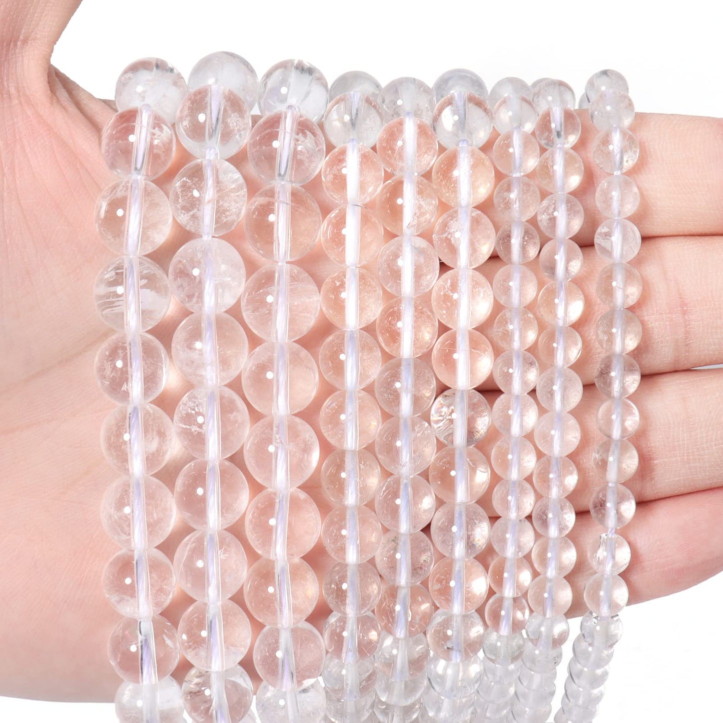 60pcs 6mm Natural Clear Quartz Crystal Gemstone Beads Energy Healing Crystal Round Loose Stone Beads for Jewelry Making, DIY Bracelets Necklaces