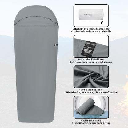 Naturehike 4.5oz Ultralight Washable Sleeping Bag Liner, Lightweight Adult Sleep Sack & Travel Sheets for Backpacking, Hotel, Camping, Hostels, ZY20 Blue