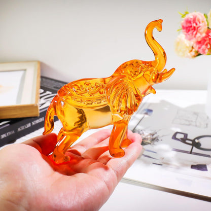 YWHL Amber Crystal Elephant Figurine Gifts for Women, Handmade Glass Statue Decor Gift for Elephant Lovers, Art Crystal Animals Figurines Collectible for Home Decoration
