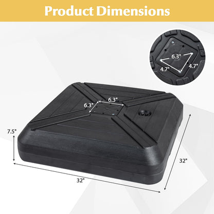 Tangkula Cantilever Umbrella Base with Wheels, 345 LBS Heavy-Duty HDPE Sand Water Filled Offset Umbrella Weighted Stand with Cross Base for Patio Backyard Poolside