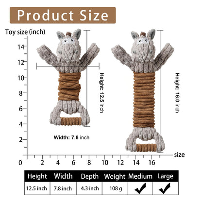 Squeaky Dog Toy, Durable Dog Toy Large Breed, Tug of War Dogs Interactive Toy, Stuffed Plush Puppy Toys with Crinkle Paper for Small, Middle, and Big Dogs(Tug of War Series, Donkey)