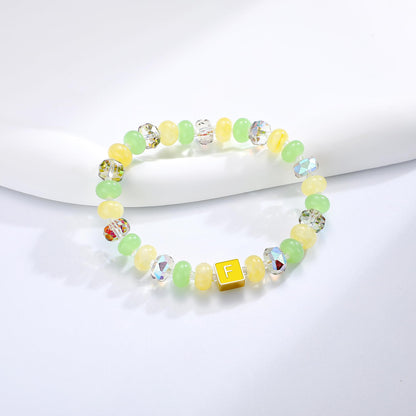 SLYAIH Colorful Beaded Initial Bracelets for Women Boho Crystal Beaded Elastic Stretch Bracelet A-Z Letter Bracelet Handmade Jewelry Gifts for Women