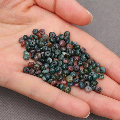 BONNY BOXX 150PCs Natural 2 * 4mm India Agate Rondelle Beads, Natural Abacus Disk Stone Beads Loose Spacer Gemstone Beads for DIY Bracelet Necklace Jewelry Making