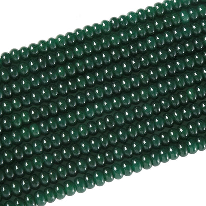 76pcs 5x8mm Natural Dark Green Jade Stone Rondelle Spacer Loose Beads Abacus Disk Stone Round Loose Gemstone Beads for Jewelry Making DIY Bracelet Necklace
