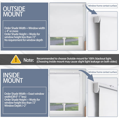 SHADEMOON Cordless Blackout Window Roller Shades, Pull Down Spring System Indoor Blinds, Room Darkening Waterproof UV Blocking Thermal Insulated Fabric for Home Office (White, Width 14", Height 72")