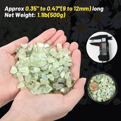 1.1lb Natural Crushed Prehnite Crystal Tumbled Chips-Healing Crystals Chips Bulk, Crushed Crystal Gemstones for Crafts, Beautiful Package for Gift (Prehnite)