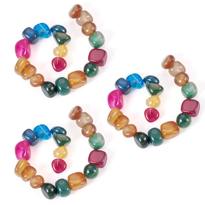 3 Strands Natural Agate Beads for Jewelry Making Colorful Tumbled Stones Polished Healing Crystal Stones Gemstone Loose Beads for Bracelets Necklaces Earrings DIY Crafts 6.5-13mm