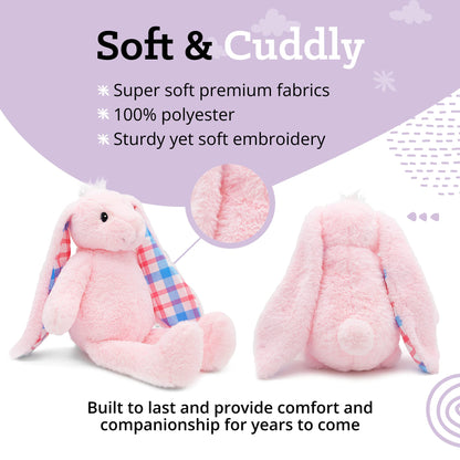 Plushible Easter Bunny Stuffed Animal, 14" (Pink) - Soft Embroidered Stuffed Bunny Plush Toy for Kids, Newborns, Boys & Girls, Cuddly and Adorable Plush Toys, Ideal for Birthdays & Gift Day