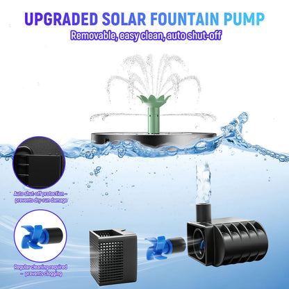 Marchul 3.5W Solar Fountain for Bird Bath Colorful Light with 2200mah Battery, 2026 Upgrade 4-in-1 Nozzles Solar Water Fountain Powered with 4X Fixer Floating Solar Pump for Garden, Pond, Pool